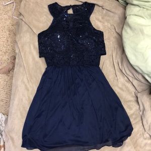 Navy blue short semi formal dress